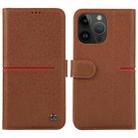 For iPhone 14 Pro Max GEBEI Top-grain Horizontal Flip Leather Phone Case(Brown) - 1