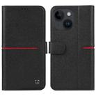 For iPhone 14 GEBEI Top-grain Horizontal Flip Leather Phone Case(Black) - 1