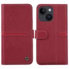 For iPhone 14 Plus GEBEI Top-grain Horizontal Flip Leather Phone Case(Wine Red) - 1