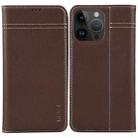 For iPhone 14 Pro Max GEBEI Top-grain Horizontal Flip Leather Phone Case(Brown) - 1