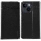 For iPhone 14 GEBEI Top-grain Horizontal Flip Leather Phone Case(Black) - 1