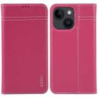 For iPhone 14 GEBEI Top-grain Horizontal Flip Leather Phone Case(Rose Red) - 1