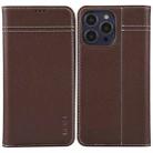 For iPhone 13 Pro Max GEBEI Top-grain Horizontal Flip Leather Phone Case(Brown) - 1