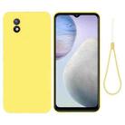 For vivo Y02 4G Pure Color Liquid Silicone Shockproof Phone Case(Yellow) - 1