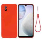 For vivo Y02 4G Pure Color Liquid Silicone Shockproof Phone Case(Red) - 1