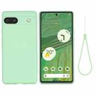 For Google Pixel 7a Pure Color Liquid Silicone Shockproof Phone Case(Green) - 1
