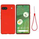 For Google Pixel 7a Pure Color Liquid Silicone Shockproof Phone Case(Red) - 1