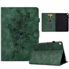 For Samsung Galaxy A7 Lite T220 / T225 Peony Butterfly Embossed Leather Tablet Case(Green) - 1