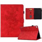 For Samsung Galaxy A7 Lite T220 / T225 Peony Butterfly Embossed Leather Tablet Case(Red) - 1