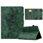 For 7 inch Tablets Peony Butterfly Embossed Leather Tablet Case(Green) - 1