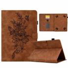 For 8 inch Tablets Peony Butterfly Embossed Leather Tablet Case(Brown) - 1