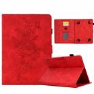 For 8 inch Tablets Peony Butterfly Embossed Leather Tablet Case(Red) - 1