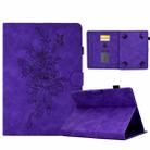 For 10 inch Tablets Peony Butterfly Embossed Leather Tablet Case(Purple) - 1