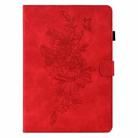 Peony Butterfly Embossed Leather Smart Tablet Case For iPad 10.2 2020/2019 / Air 10.5 2019(Red) - 2
