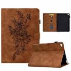 Peony Butterfly Embossed Leather Smart Tablet Case For iPad Air / Air 2 / 9.7 2017 / 9.7 2018(Brown) - 1