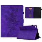Peony Butterfly Embossed Leather Smart Tablet Case For iPad Air / Air 2 / 9.7 2017 / 9.7 2018(Purple) - 1