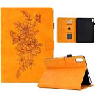 Peony Butterfly Embossed Leather Smart Tablet Case For iPad mini 6(Khaki) - 1