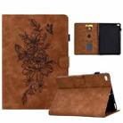 Peony Butterfly Embossed Leather Smart Tablet Case For iPad mini 5 / 4 / 3 / 2 / 1(Brown) - 1