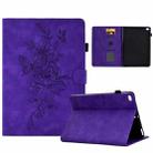 Peony Butterfly Embossed Leather Smart Tablet Case For iPad mini 5 / 4 / 3 / 2 / 1(Purple) - 1