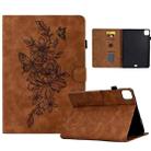 Peony Butterfly Embossed Leather Smart Tablet Case For iPad Pro 11 2020/2018 / Air 10.9 2020(Brown) - 1