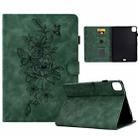Peony Butterfly Embossed Leather Smart Tablet Case For iPad Pro 11 2020/2018 / Air 10.9 2020(Green) - 1