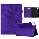 Peony Butterfly Embossed Leather Smart Tablet Case For iPad Pro 11 2020/2018 / Air 10.9 2020(Purple) - 1
