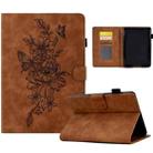 For Amazon Kindle 11th 2022 Peony Butterfly Embossed Leather Smart Tablet Case(Brown) - 1