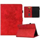 For Amazon Kindle Fire HD10 2021 Peony Butterfly Embossed Leather Smart Tablet Case(Red) - 1
