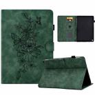 For Amazon Kindle Fire HD8 2022 Peony Butterfly Embossed Leather Smart Tablet Case(Green) - 1
