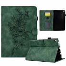 For Amazon Kindle Fire HD8 2018/2017/2016 Peony Butterfly Embossed Leather Smart Tablet Case(Green) - 1