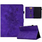 For Amazon Kindle Fire HD8 2020 Peony Butterfly Embossed Leather Smart Tablet Case(Purple) - 1