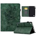 For Amazon Kindle Fire 7 2019/2017/2015 Peony Butterfly Embossed Leather Smart Tablet Case(Green) - 1