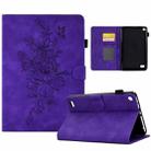 For Amazon Kindle Fire 7 2019/2017/2015 Peony Butterfly Embossed Leather Smart Tablet Case(Purple) - 1