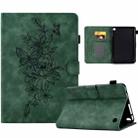 For Amazon Kindle Fire 7 2022 Peony Butterfly Embossed Leather Smart Tablet Case(Green) - 1