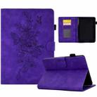 For Amazon Kindle Paperwhite 4/3/2/1 Peony Butterfly Embossed Leather Smart Tablet Case(Purple) - 1