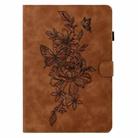 For Amazon Kindle Paperwhite 5 Peony Butterfly Embossed Leather Smart Tablet Case(Brown) - 2