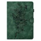 For Amazon Kindle Paperwhite 5 Peony Butterfly Embossed Leather Smart Tablet Case(Green) - 2