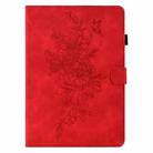 For Amazon Kindle Paperwhite 5 Peony Butterfly Embossed Leather Smart Tablet Case(Red) - 2