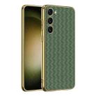 For Samsung Galaxy S23 5G GKK Weave Texture Electroplating PU Protective Phone Case(Green) - 1