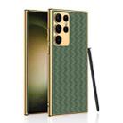 For Samsung Galaxy S23 Ultra 5G GKK Weave Texture Electroplating PU Protective Phone Case(Green) - 1