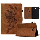 For Samsung Galaxy Tab A 10.1 2016 T580 Peony Butterfly Embossed Leather Smart Tablet Case(Brown) - 1