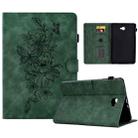 For Samsung Galaxy Tab A 10.1 2016 T580 Peony Butterfly Embossed Leather Smart Tablet Case(Green) - 1