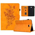 For Samsung Galaxy Tab A 10.1 2016 T580 Peony Butterfly Embossed Leather Smart Tablet Case(Khaki) - 1