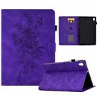 For Lenovo Tab M10 Gen 2 Peony Butterfly Embossed Leather Smart Tablet Case(Purple) - 1