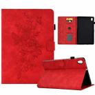 For Lenovo Tab M10 Gen 2 Peony Butterfly Embossed Leather Smart Tablet Case(Red) - 1
