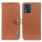 For Motorola Moto E13 4G 2023 KHAZNEH Cowhide Texture Flip Leather Phone Case(Brown) - 1