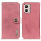 For Motorola Moto G53 5G KHAZNEH Cowhide Texture Flip Leather Phone Case(Pink) - 1