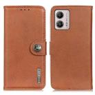 For Motorola Moto G53 5G KHAZNEH Cowhide Texture Flip Leather Phone Case(Brown) - 1