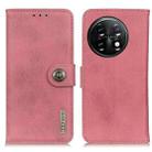 For OnePlus 11 5G KHAZNEH Cowhide Texture Flip Leather Phone Case(Pink) - 1