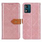 For Motorola Moto E13 4G 2023 European Floral Embossed Flip Leather Phone Case(Pink) - 1